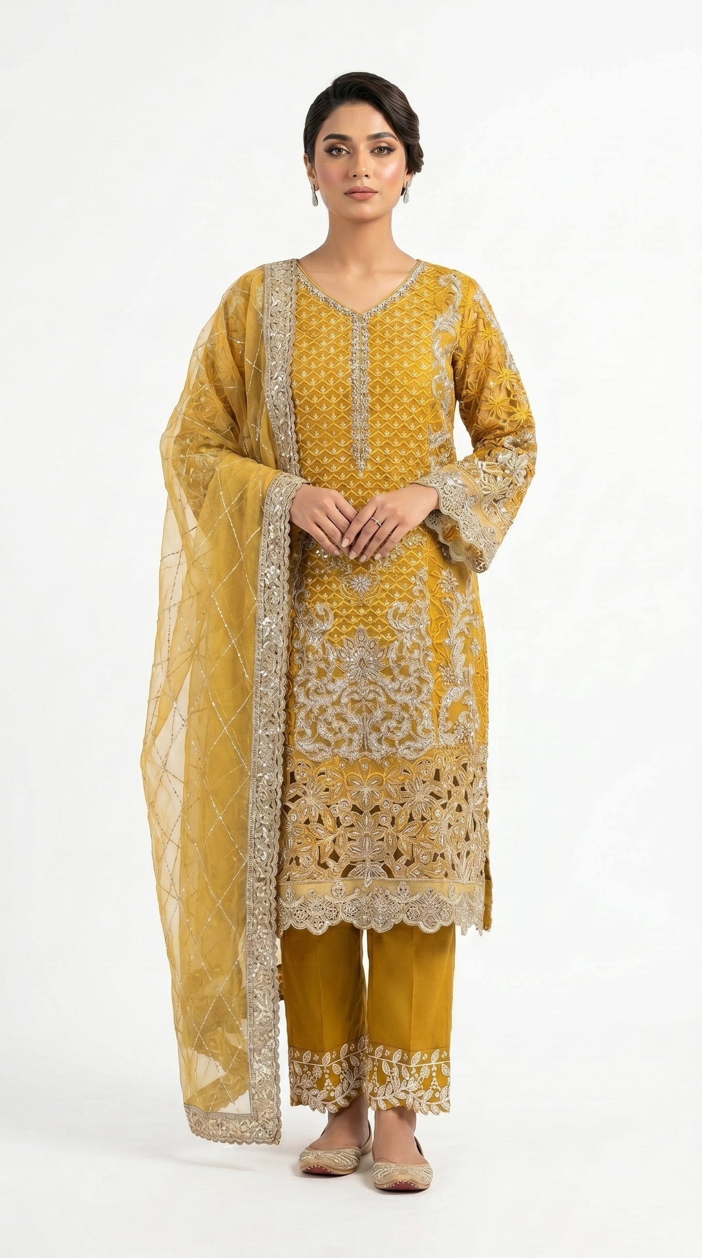Gold Heavy Embroidered Luxury Suit stich
