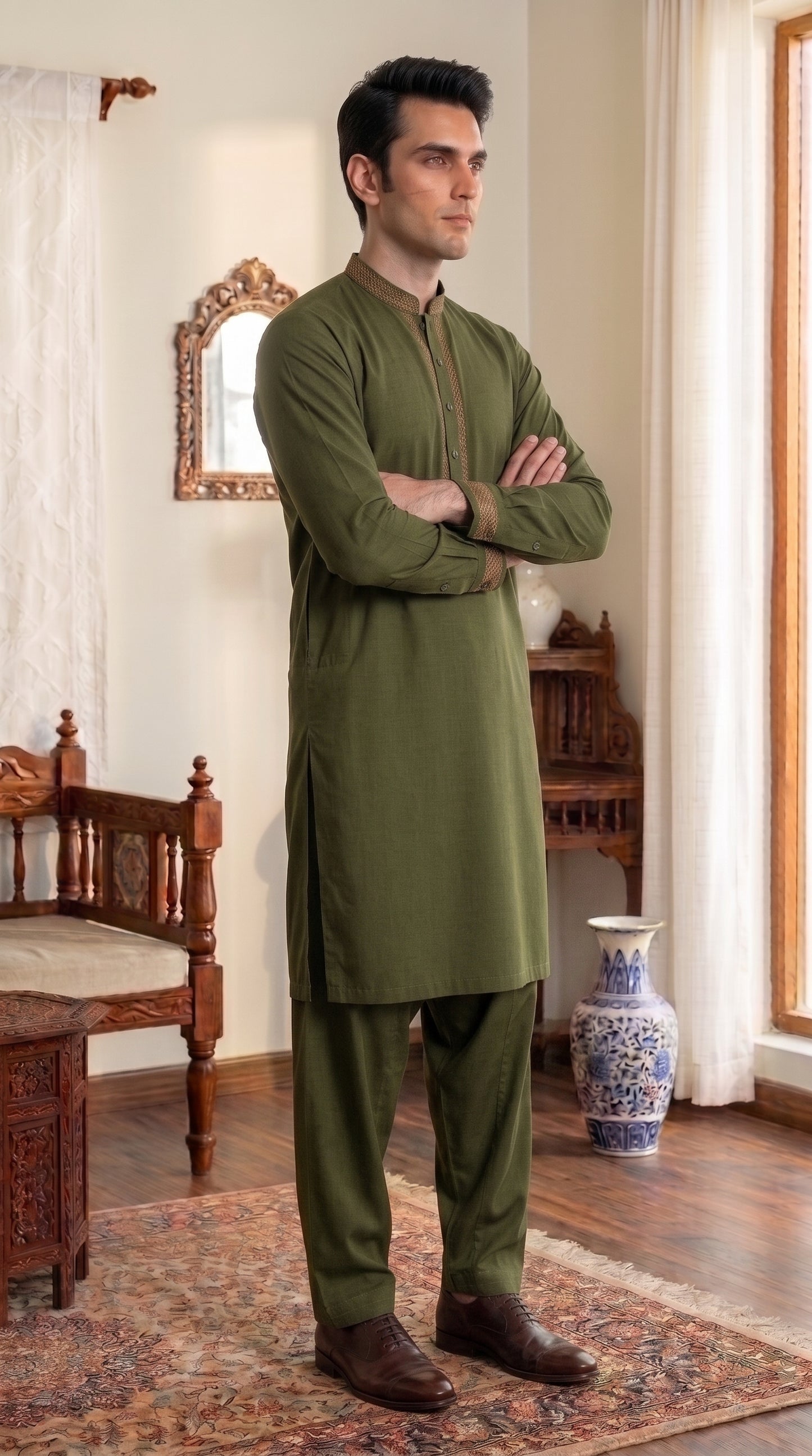 Bottle Green Unstitched Suit – Premium Fabric