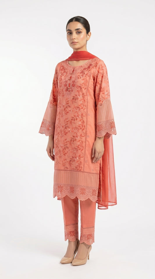 Pink Floral Lace Suit stich