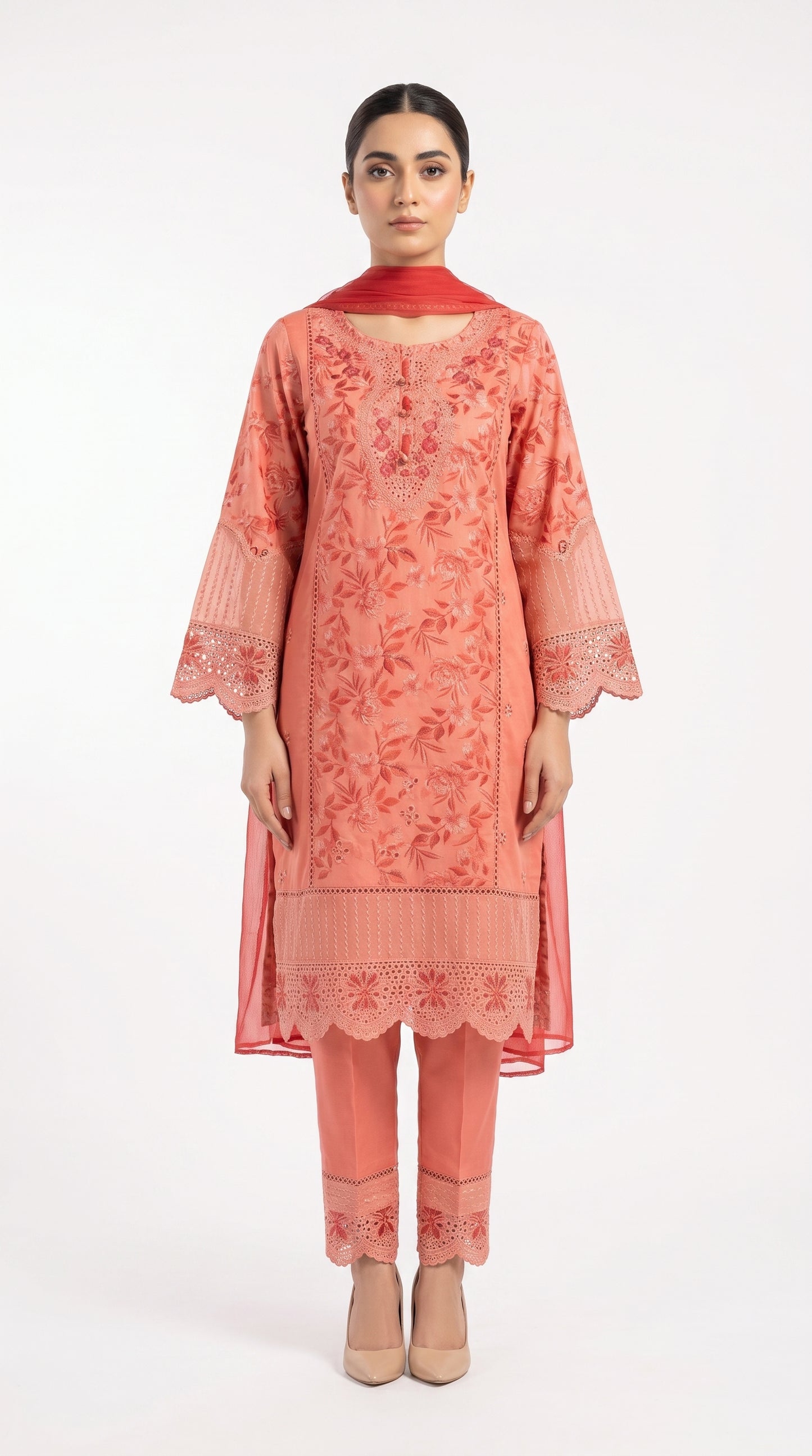 Pink Floral Lace Suit stich