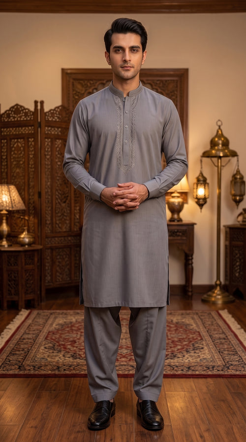 Grey Unstitched Suit – Premium Wash & Wear Fabric