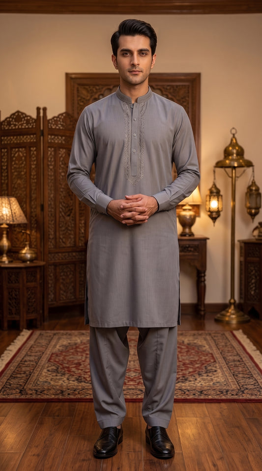 Grey Unstitched Suit – Premium Wash & Wear Fabric