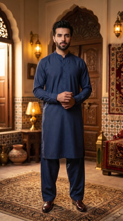 Navy Blue Unstitched Suit