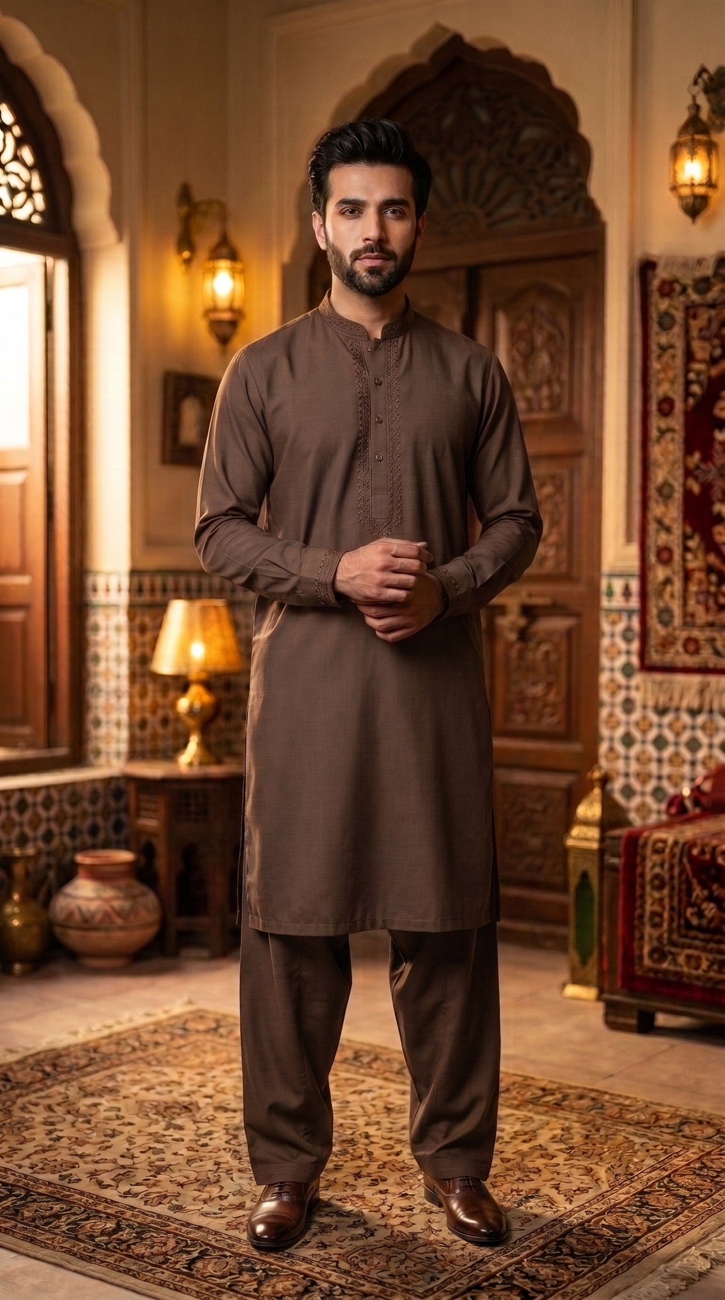 Coffee Brown Unstitched Suit