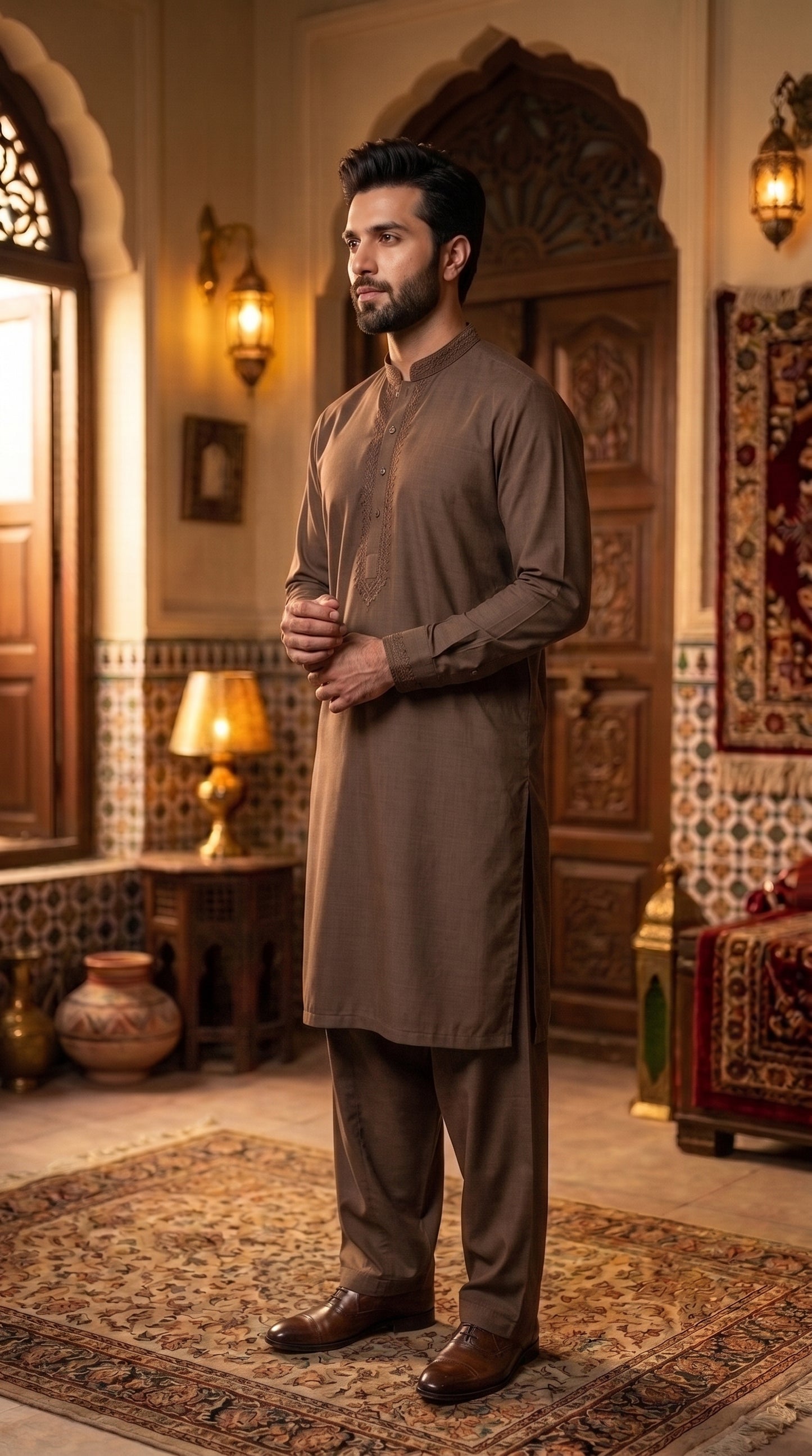 Coffee Brown Unstitched Suit