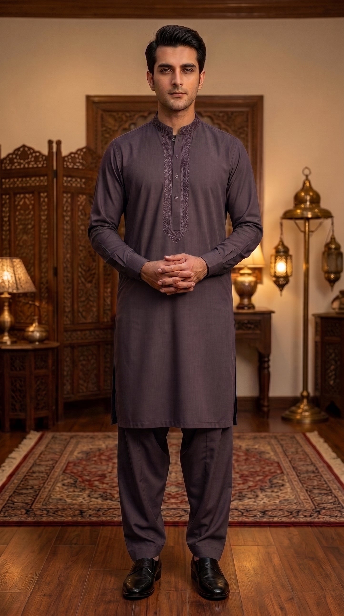 Mauve Grey Unstitched Suit