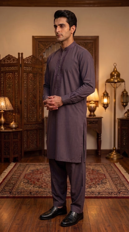 Mauve Grey Unstitched Suit