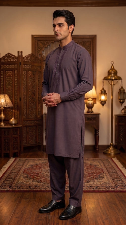 Mauve Grey Unstitched Suit