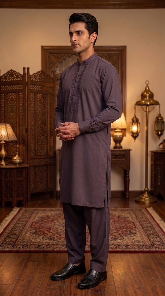 Mauve Grey Unstitched Suit