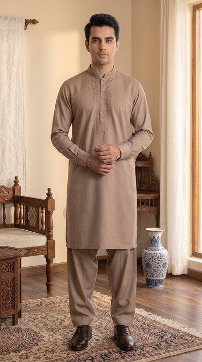 Beige Unstitched Suit – Premium Wash & Wear Fabric