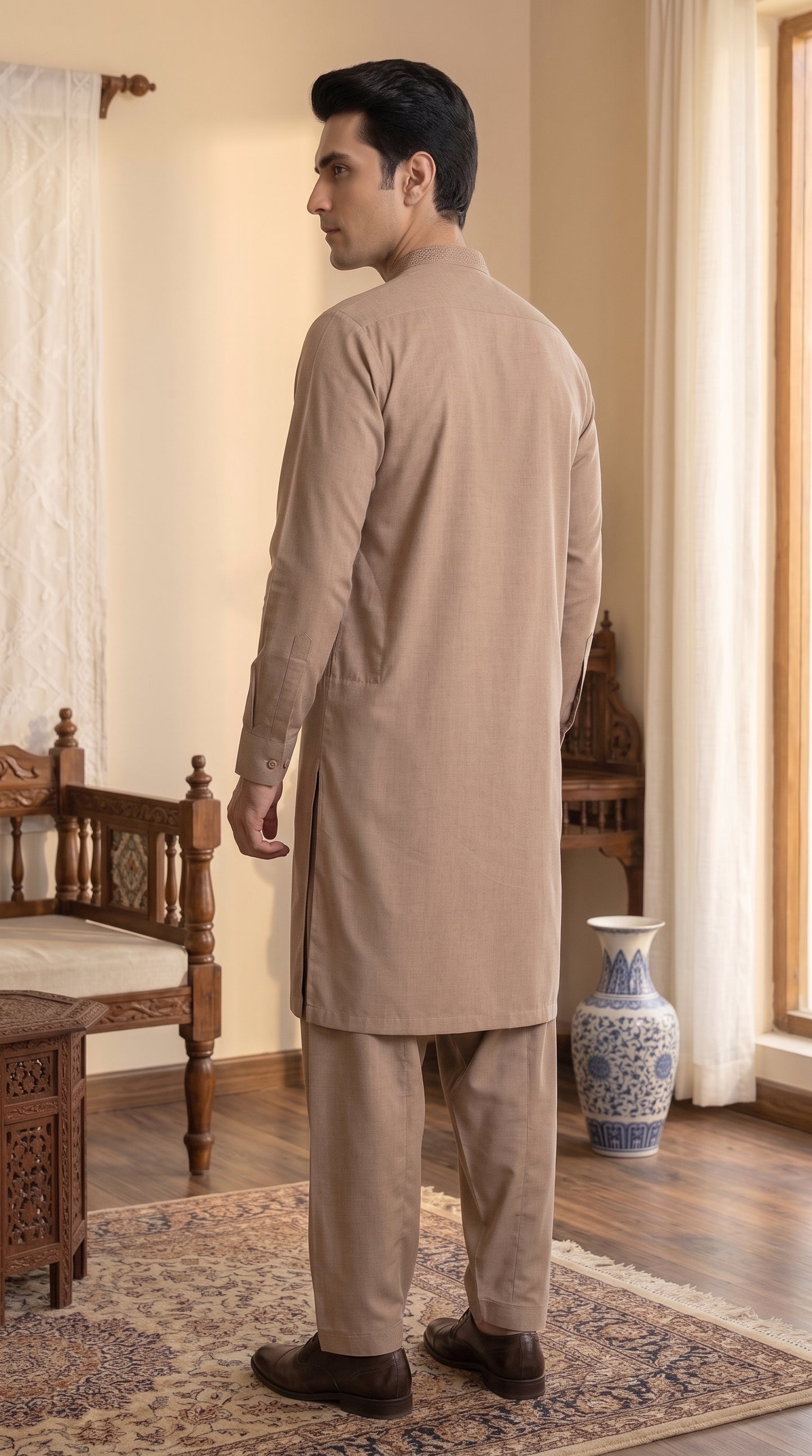 Beige Unstitched Suit – Premium Wash & Wear Fabric