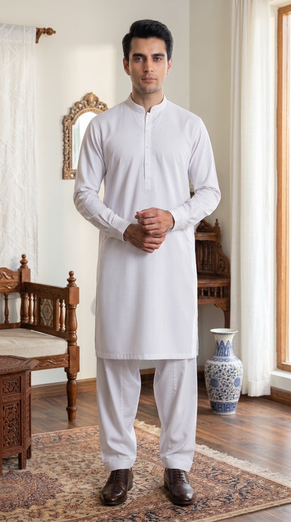 Pure White Unstitched Suit – Premium Fabric