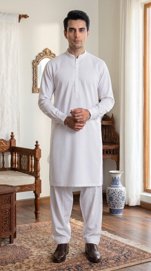Pure White Unstitched Suit – Premium Fabric