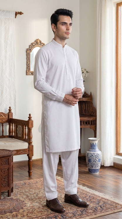 Pure White Unstitched Suit – Premium Fabric