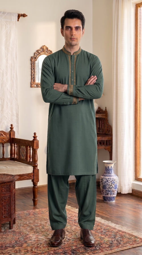 Sea Green Unstitched Suit – Premium Fabric