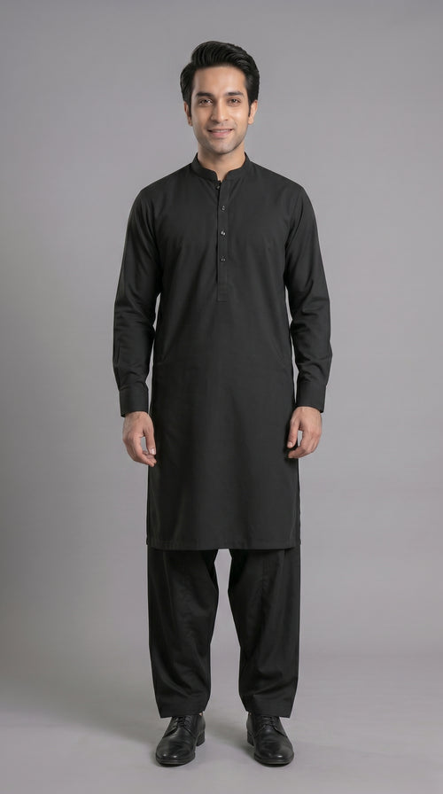 Classic Black Wash & Wear Shalwar Qameez
